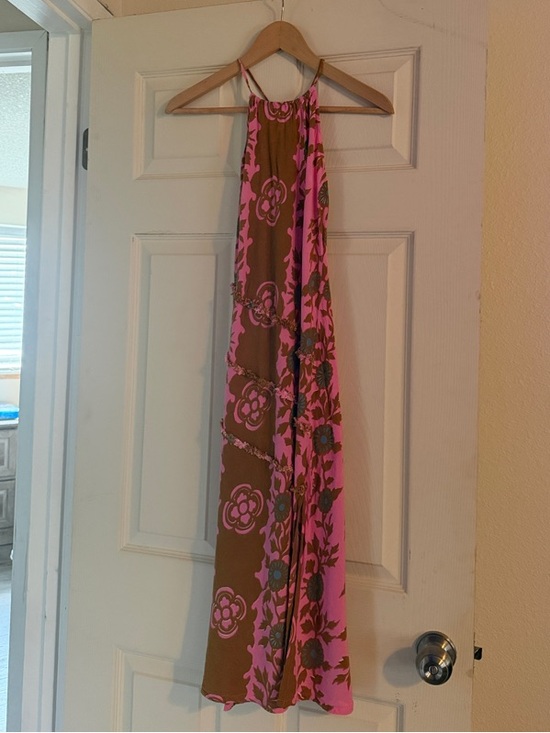 AVA Dresses & Skirts - Pink and Brown Floral Halter Maxi Dress